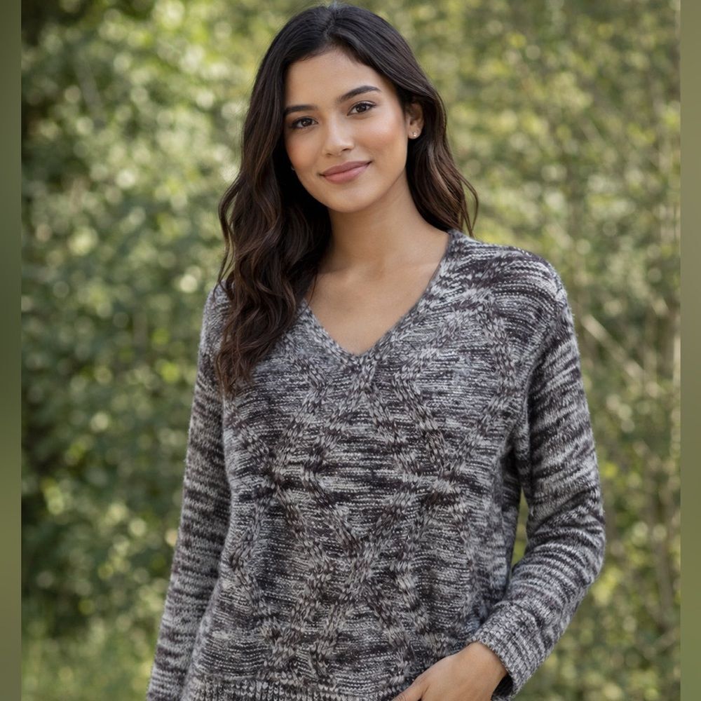 ANA Grey Patterned Super Soft Sweater Size XS